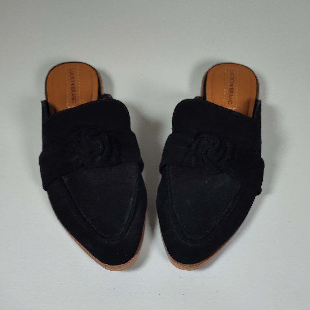Lucky Brand Adenia black suede loafer mules 8.5